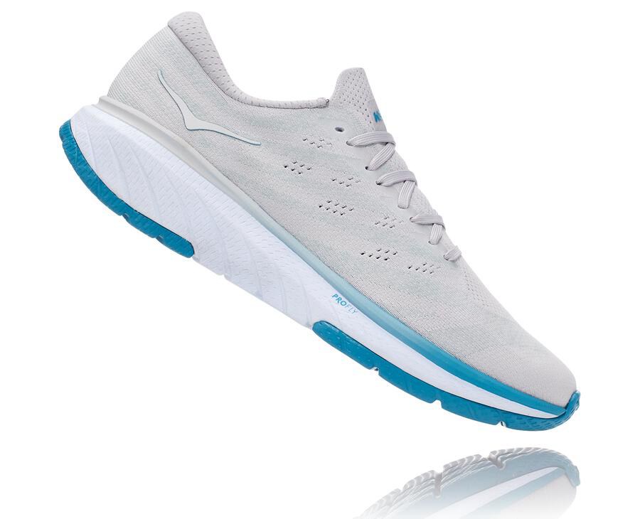 Running Shoes Mens - Hoka One One Cavu 3 - White/Blue - PEMGUHD-63